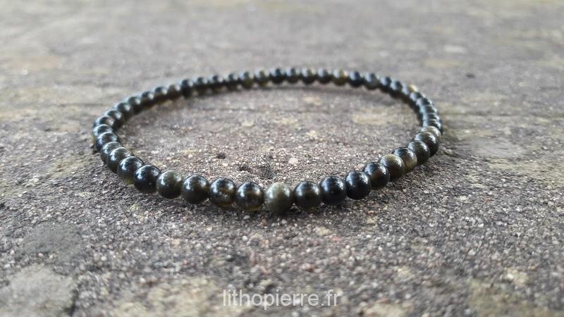 Bracelet en obsidienne bronze