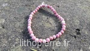 Bracelet en Rhodonite couleur rosée